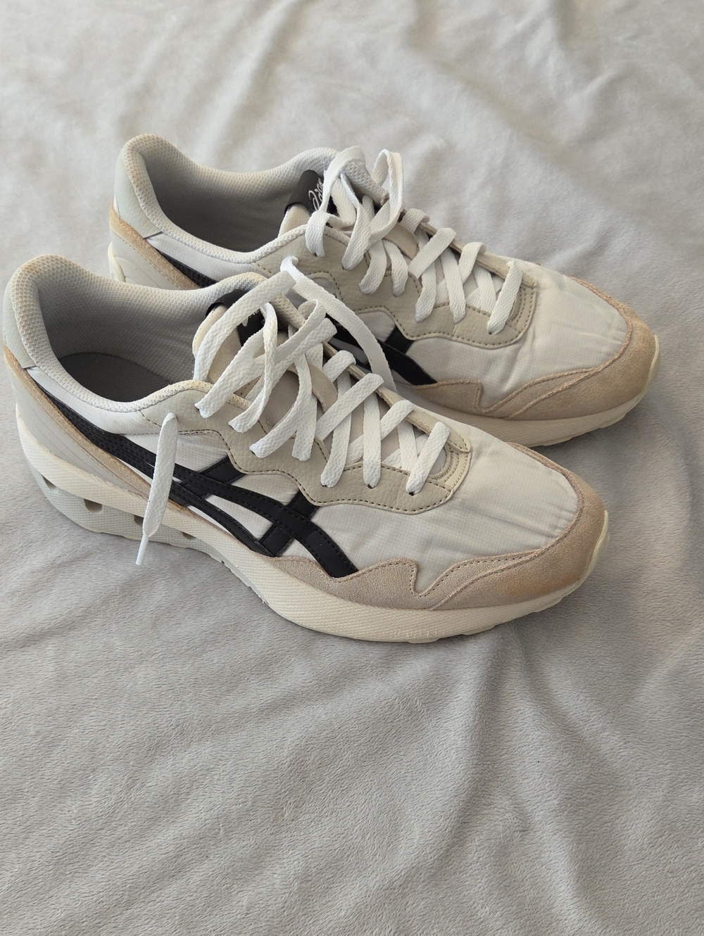 Retro Asics Sneakers, White & Black, Size 10.5
